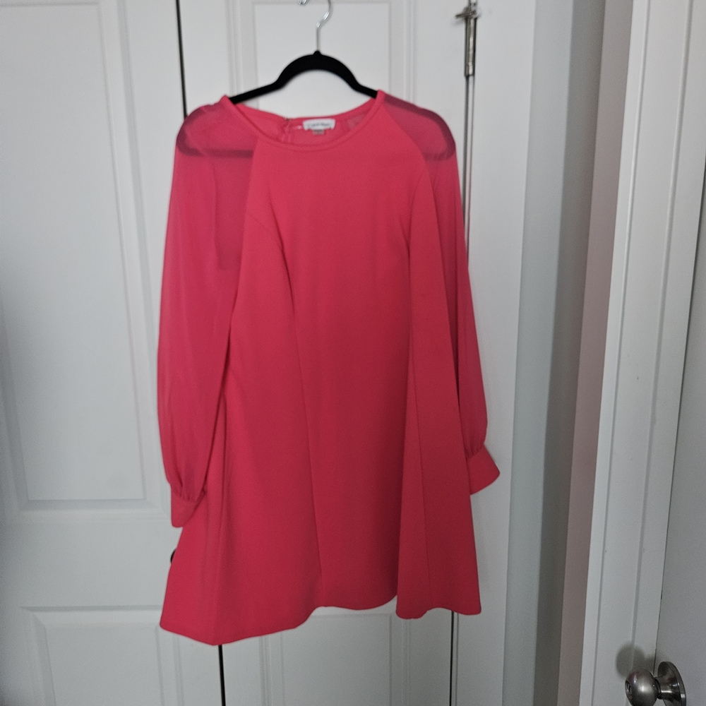 ***NWT**Calvin Klein Bright Pink Long Sleeved Dress